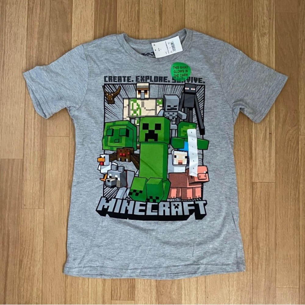 MINECRAFT Boys Grey NWT T-Shirt Size L